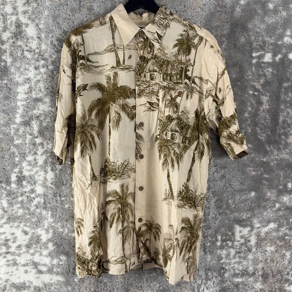 NEW Puritan Men Size M 38/40 Tropical Button Shirt Beige Short Sleeve Casual NWT - Picture 1 of 8